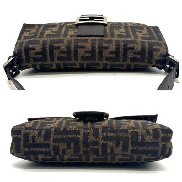 Authentic FENDI Zucca Mamma Baguette Canvas Leather Shoulder Bag Brown Tan - Picture 11 of 15